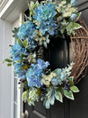 Spring wreath with Blue Hydrangeas