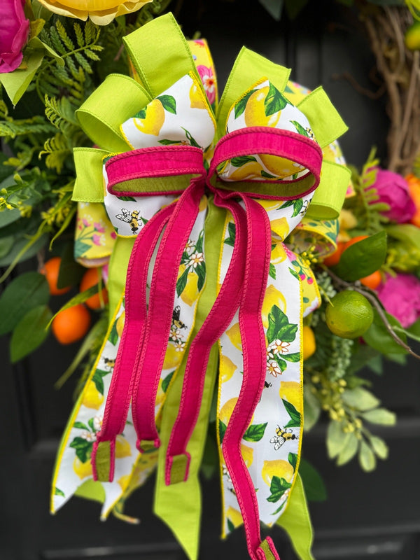 Vibrant Citrus Wreath for Spring w Designer Bow