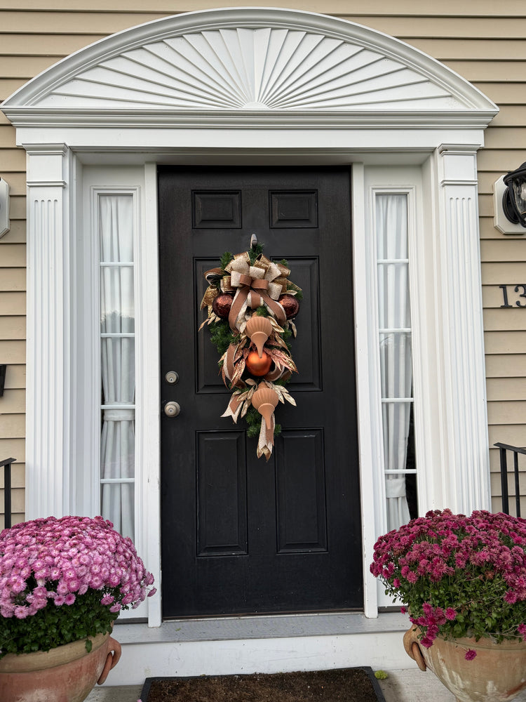 Chocolate Mousse Luxe Door Swag – Elegant Winter Décor