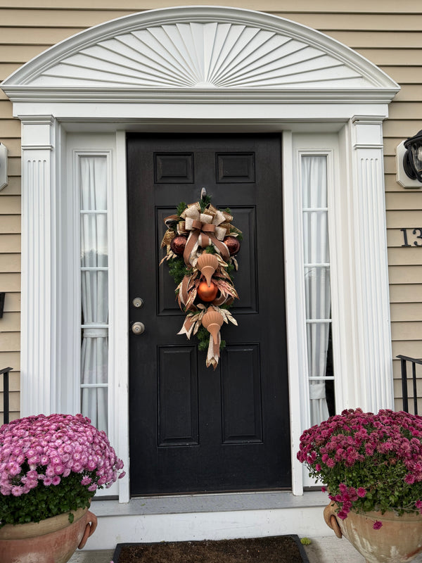 Chocolate Mousse Luxe Door Swag – Elegant Winter Décor