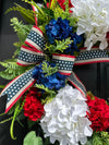 Patriotic Wreath with Hydrangeas for Spring & Summer
