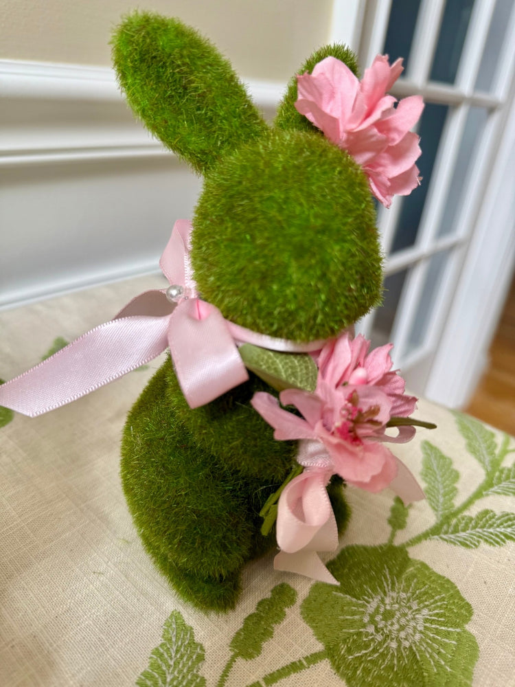Moss Bunny for Easter w Pink Bow