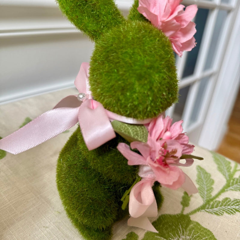 Moss Bunny for Easter w Pink Bow