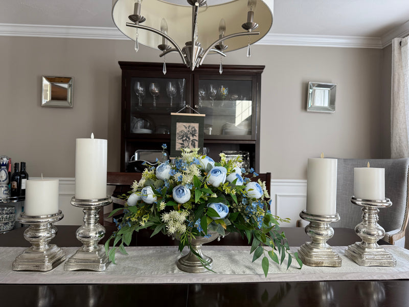 Baby Blue Ranunculus Centerpiece for Fall