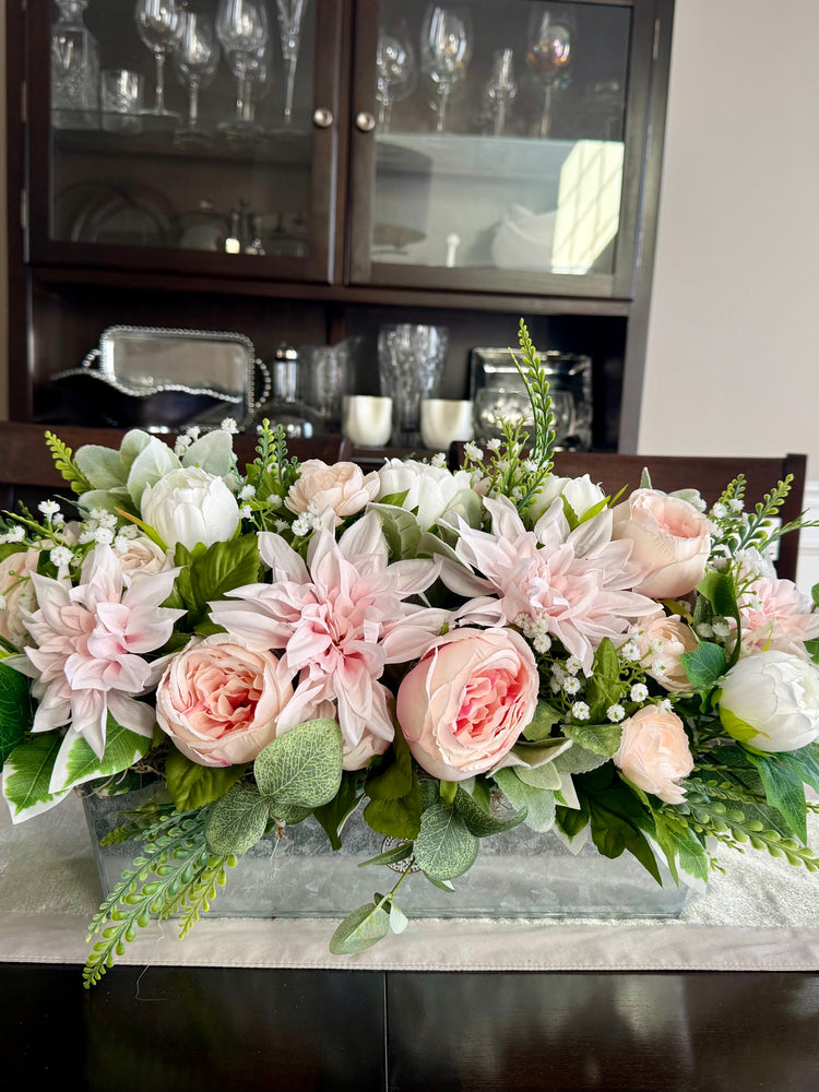 Pale Pink Farmhouse Centerpiece for Spring