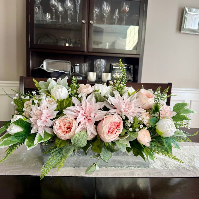 Pale Pink Farmhouse Centerpiece for Spring