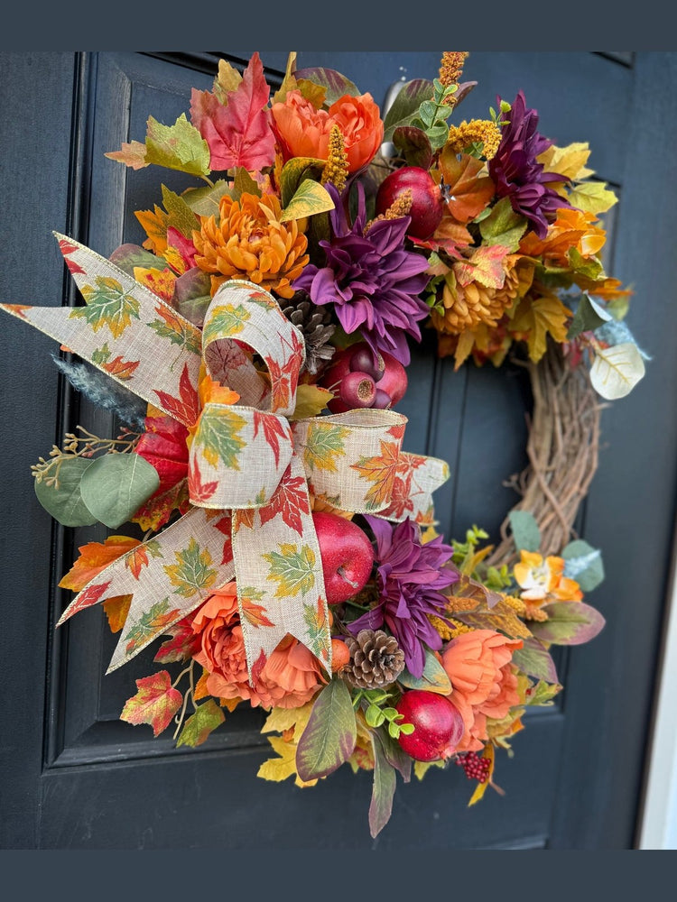 Fall Harvest Wreath with Faux Fruits