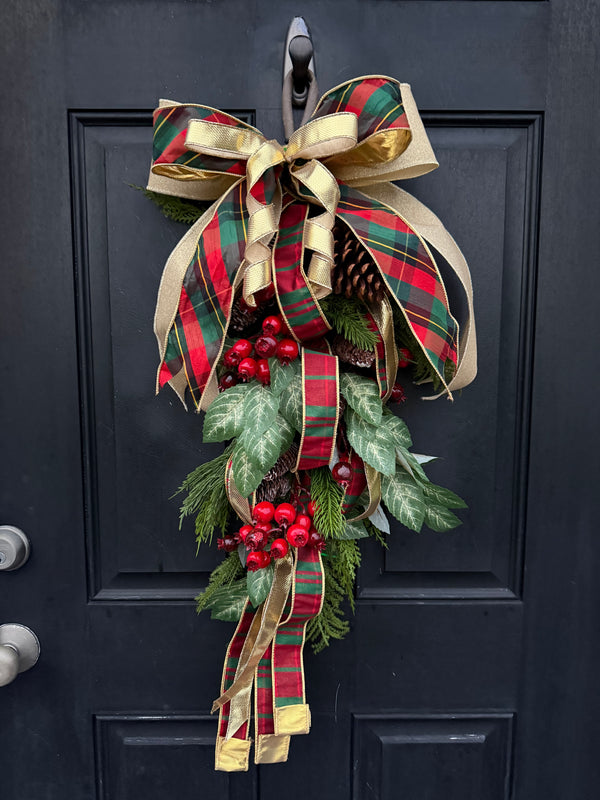 Classic Cypress Swag in Plaid for Christmas, Winter Decor