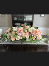 Large Pink Hydrangea Centerpiece in Dough Bowl for Spring