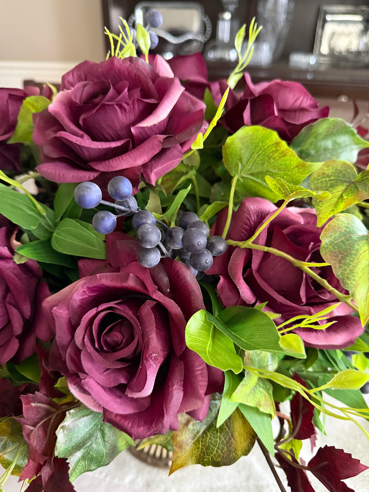 Wineberry Rose Centerpiece for Fall
