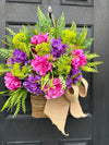 Hanging Basket w/ Hot Pink and Purple Hydrangeas