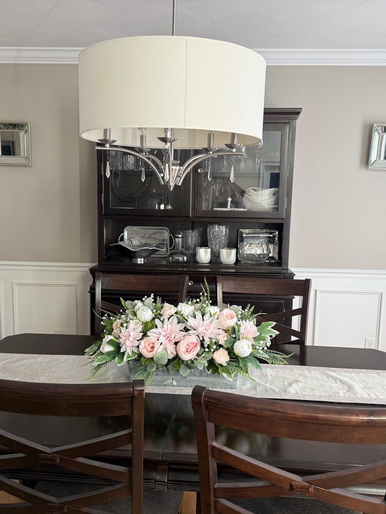 Pale Pink Farmhouse Centerpiece for Spring