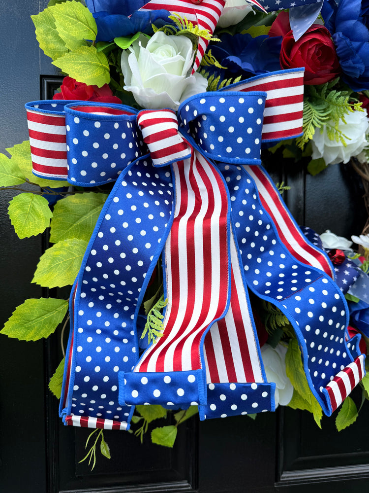 Patriotic Wreath w Pinwheels Spring and Summer