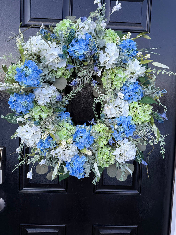 Spring Blue Hydrangea Cottagecore Wreath
