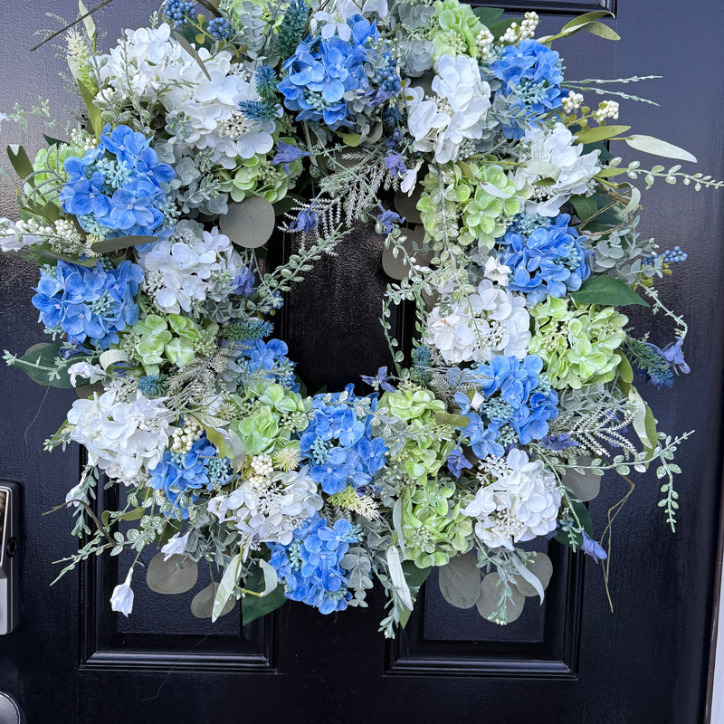 Spring Blue Hydrangea Cottagecore Wreath