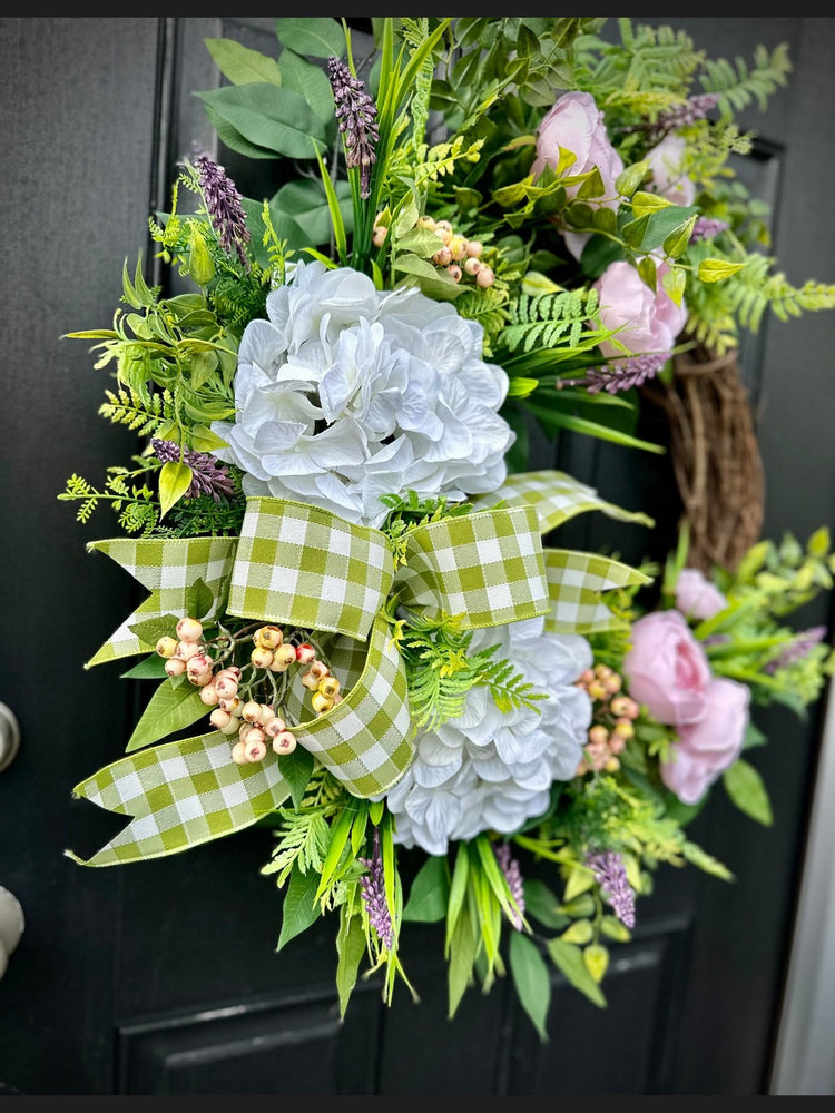 Cabbage Rose Hydrangea Wreath for Summer and Spring