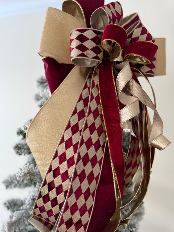 Ruby & Chapmagne Christmas Tree Topper Bow