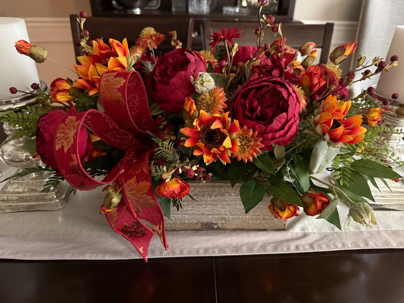 Elegant Burgundy Peony Centerpiece for Fall
