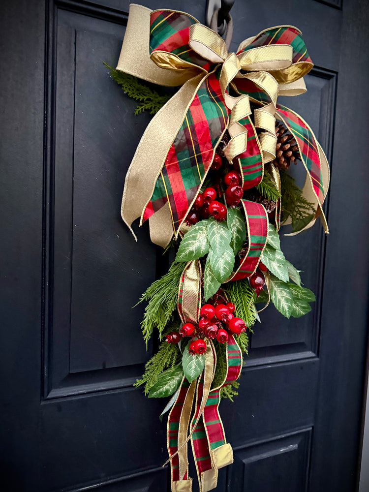 Classic Cypress Swag in Plaid for Christmas, Winter Decor