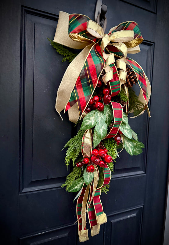 Classic Cypress Swag in Plaid for Christmas, Winter Decor