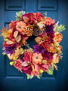 Cozy Fall Wreath with Pumpkins, Pears & Peonies