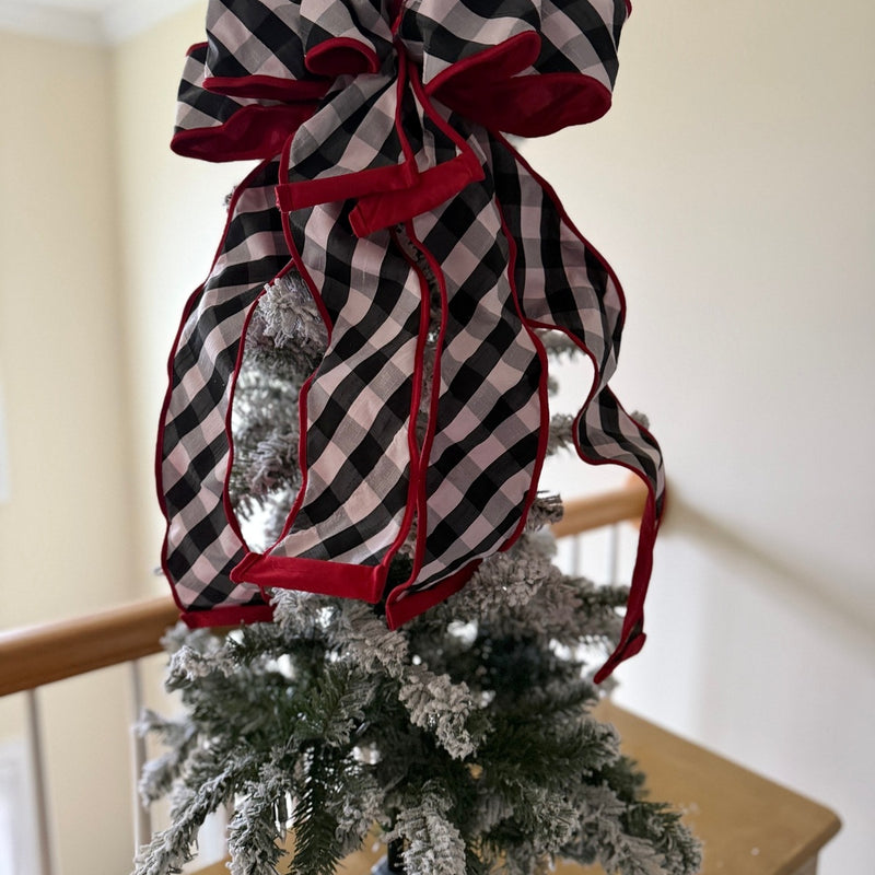 Plaid Tree Topper for Winter w D Stevens Double Sided Ribbon