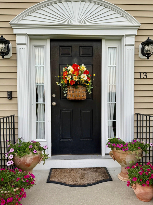 Vibrant Hanging Poppy Flower Tobacco Basket for Summer & Spring