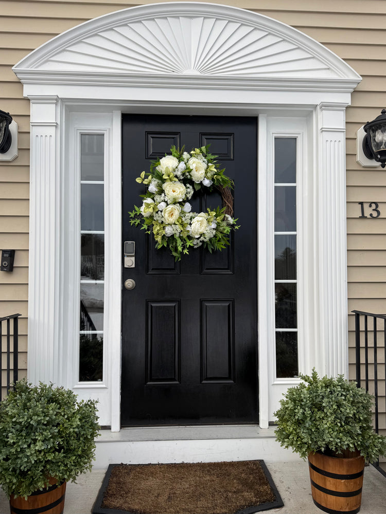 Cream Peony and Rose Spring & Summer Wreath