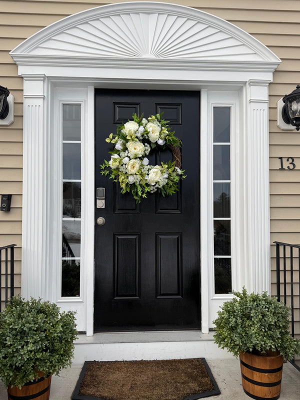 Cream Peony and Rose Spring & Summer Wreath