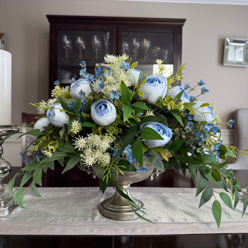Baby Blue Ranunculus Centerpiece for Fall