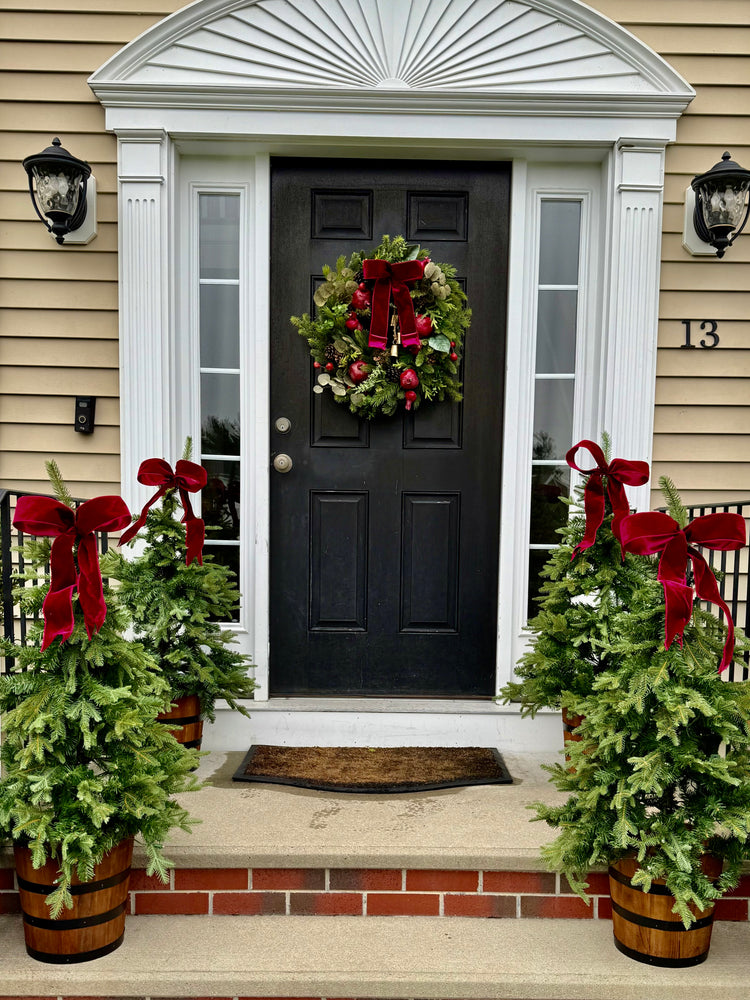 Pomegranate Pine Wreath w Antique Bells for Winter