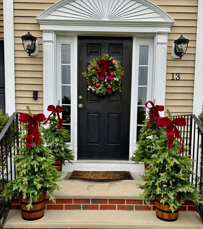 Pomegranate Pine Wreath w Antique Bells for Winter