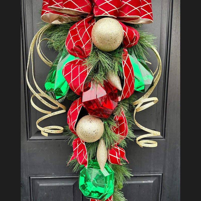 Luxurious Ruby and Emerald Swag for Winter, Christmas Swag