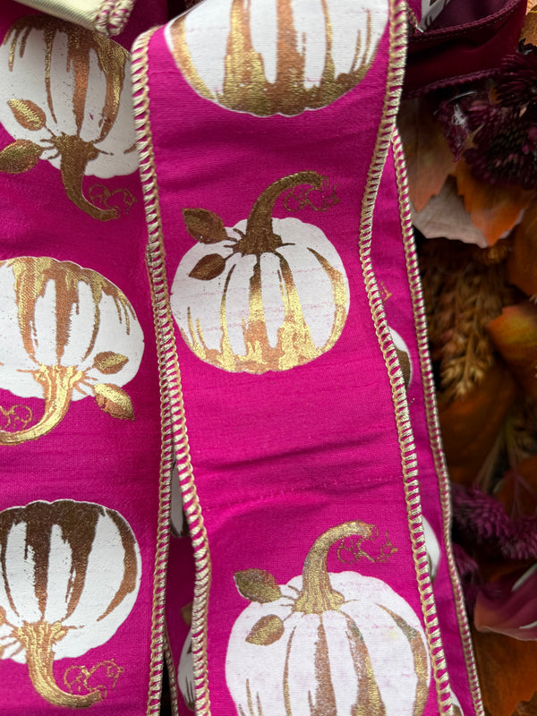 Hot Pink Pumpkin Bow for Fall