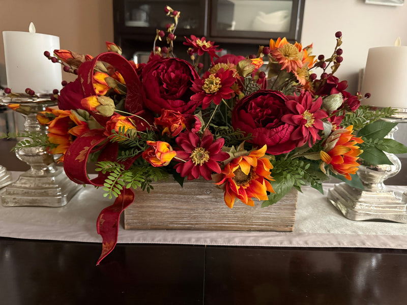 Elegant Burgundy Peony Centerpiece for Fall