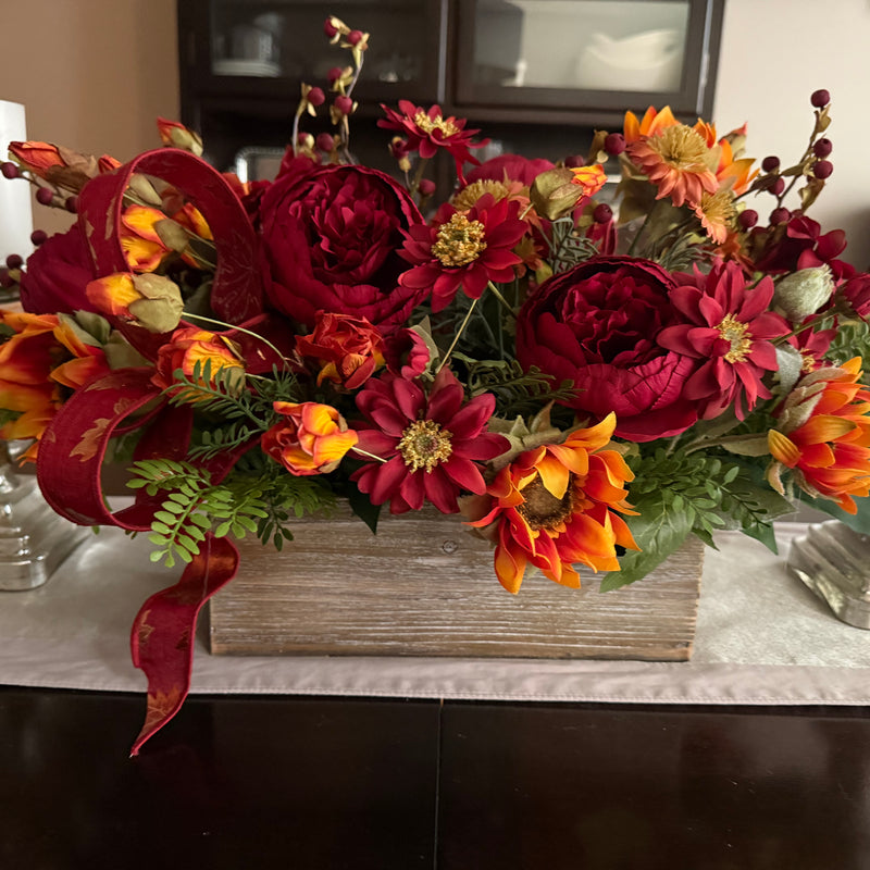 Elegant Burgundy Peony Centerpiece for Fall