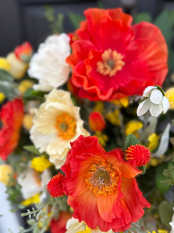 Vibrant Hanging Poppy Flower Tobacco Basket for Summer & Spring