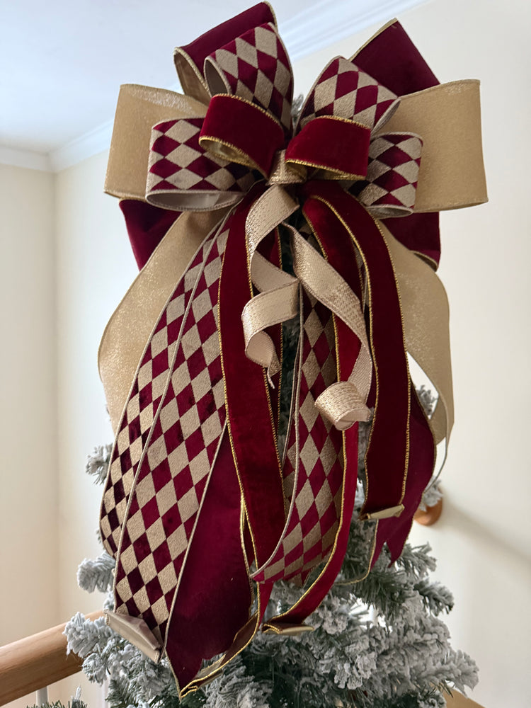 Ruby & Chapmagne Christmas Tree Topper Bow