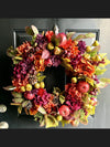 Fall Harvest Wreath with Faux Pomegranates, Pears & Florals – Autumn Door Decor – Vibrant Artificial Thanksgiving Wreath
