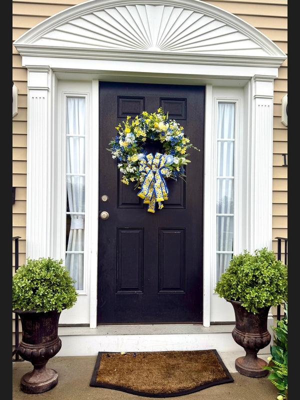 Blue & Yellow Rose Wreath for Spring