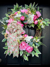 Pink Peony Wreath for Spring w/ Large Bow
