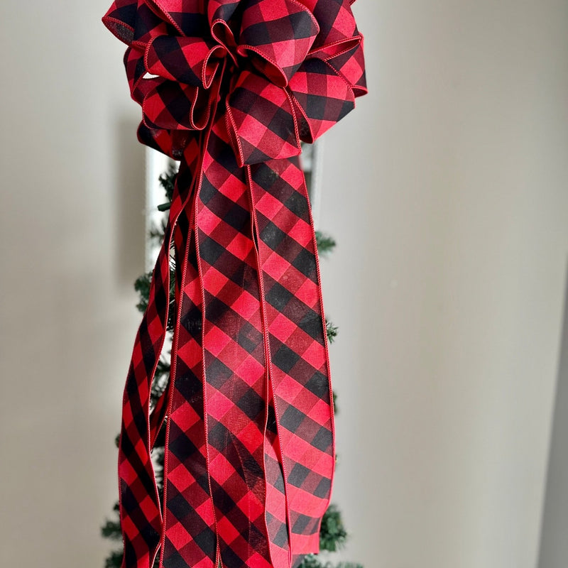 Rustic Buffalo Check Tree Topper for Winter