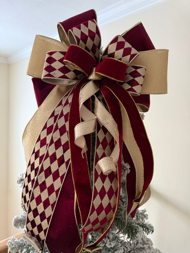 Ruby & Chapmagne Christmas Tree Topper Bow