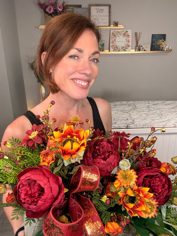 Elegant Burgundy Peony Centerpiece for Fall