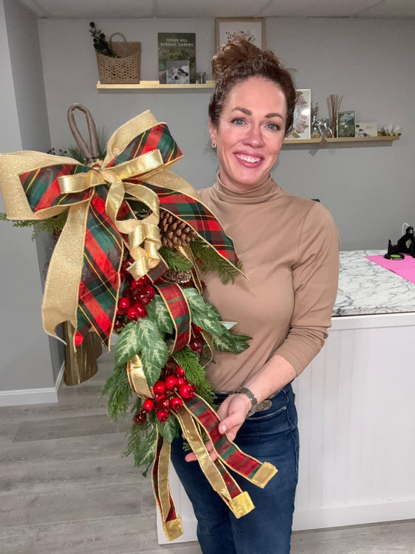 Classic Cypress Swag in Plaid for Christmas, Winter Decor