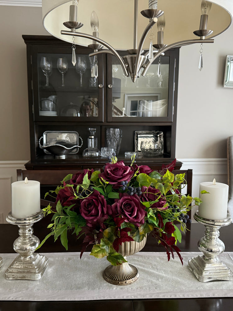 Wineberry Rose Centerpiece for Fall