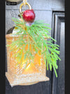 Classic Winter Wreath w Burgundy Velvet w/ Light Up Lantern