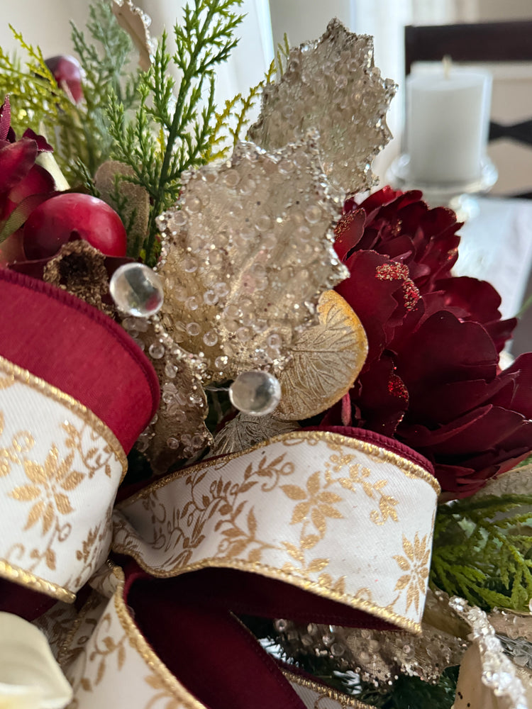 Winter Burgundy Peony Centerpiece, Floral Arrangement