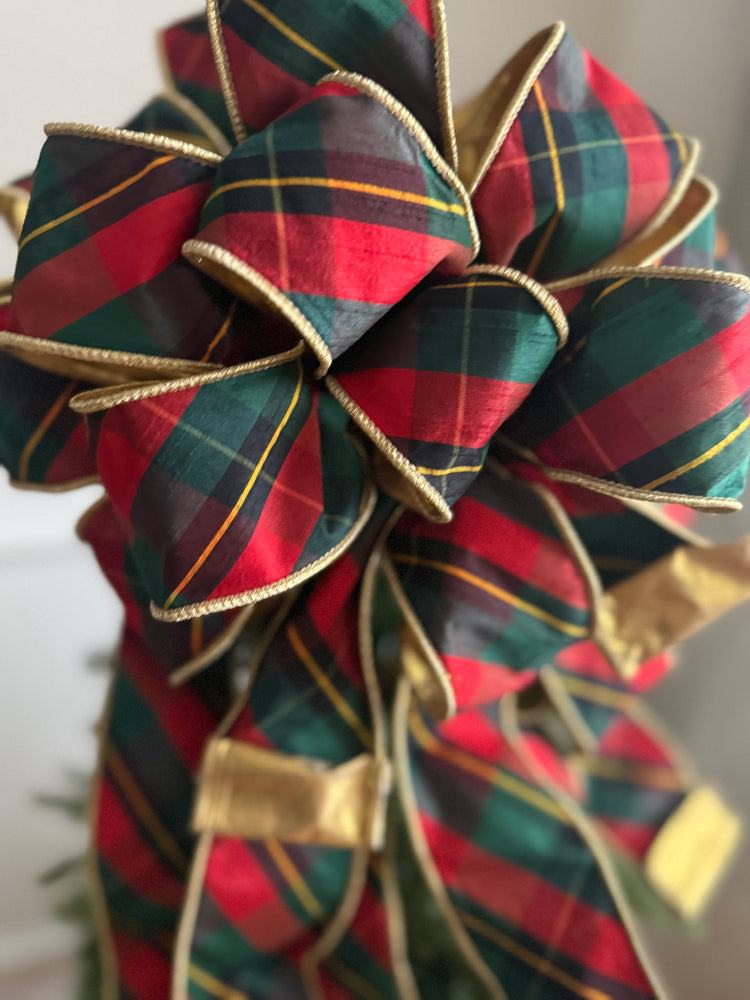 Classic Red & Green Plaid  Christmas Tree Topper Bow