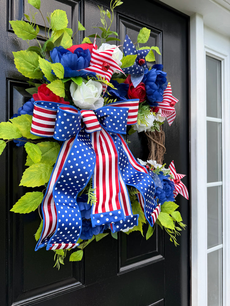 Patriotic Wreath w Pinwheels Spring and Summer